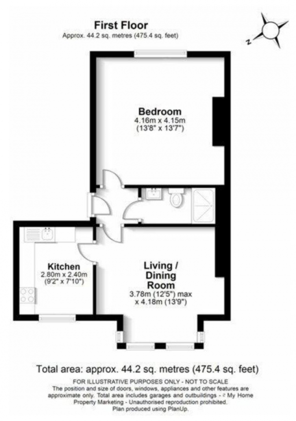 Floor Plan Image for 1 Bedroom Flat to Rent in Aldenham Road, Bushey