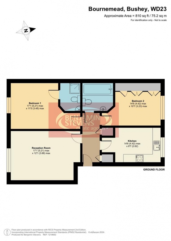 Floor Plan Image for 2 Bedroom Flat for Sale in Bournemead, Bushey