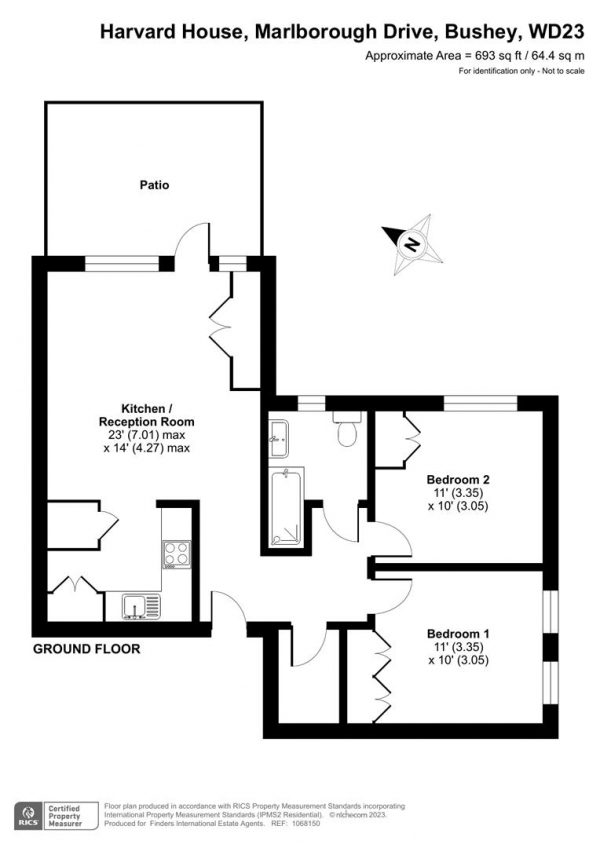 Floor Plan Image for 2 Bedroom Flat for Sale in Marlborough Drive, Bushey