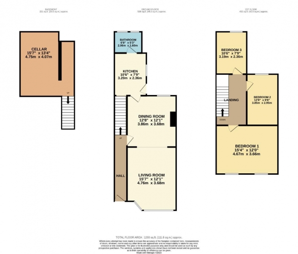 Floor Plan Image for 3 Bedroom Terraced House for Sale in Shaw Heath, Stockport