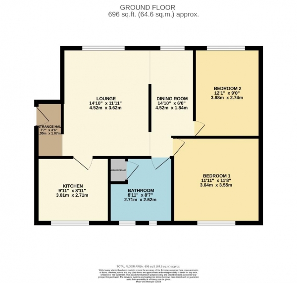 Floor Plan for 2 Bedroom Apartment to Rent in Damery Court, Bramhall, Stockport, SK7, 2JY - £230 pw | £995 pcm