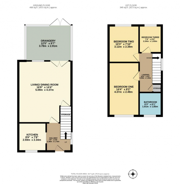 Floor Plan for 3 Bedroom Semi-Detached House for Sale in Capton Close, Bramhall, SK7, 3DE -  &pound335,000