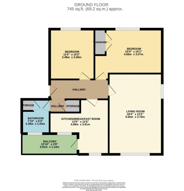 Floor Plan Image for 2 Bedroom Apartment to Rent in Warren Close, Bramhall