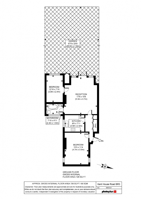 Floor Plan Image for 2 Bedroom Flat for Sale in Kent House Road, Beckenham