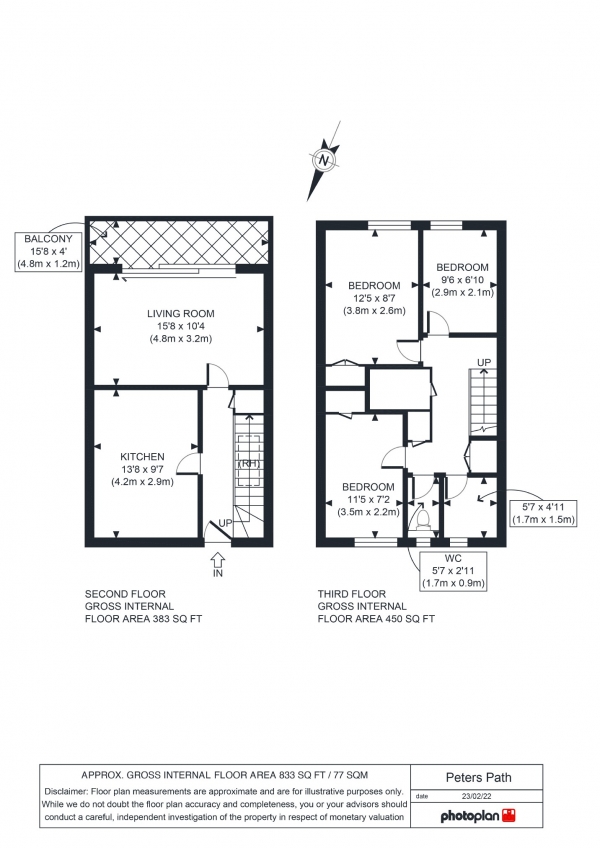 Floor Plan Image for 3 Bedroom Maisonette for Sale in Peters Path, Sydenham