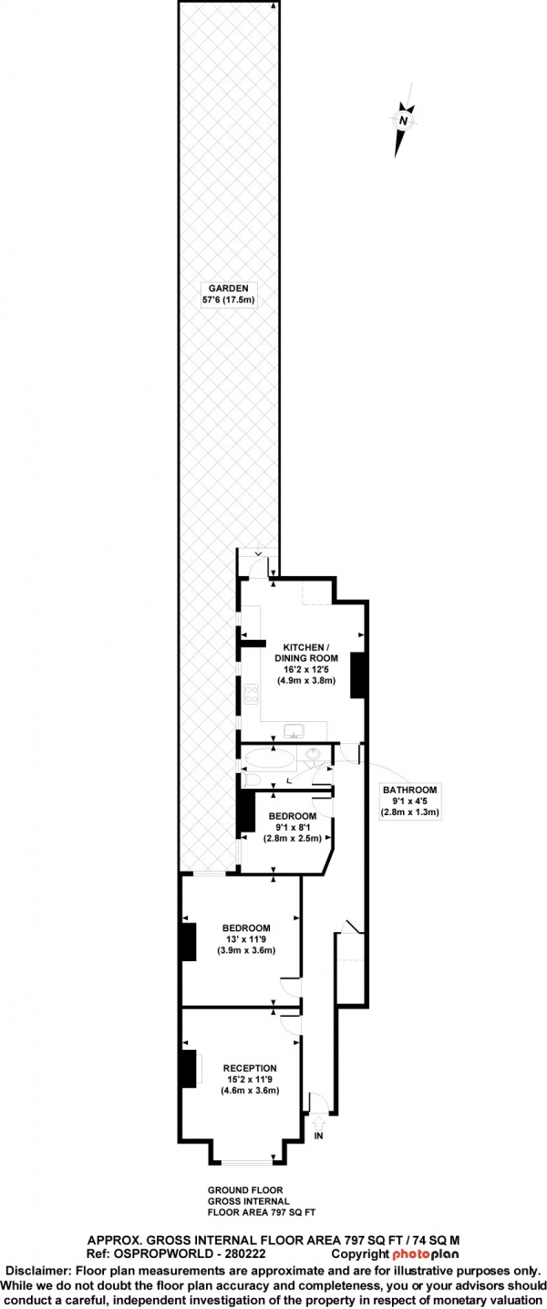 Floor Plan for 2 Bedroom Maisonette for Sale in Queenswood Road, Forest Hill, SE23, 2QS - Guide Price &pound525,000