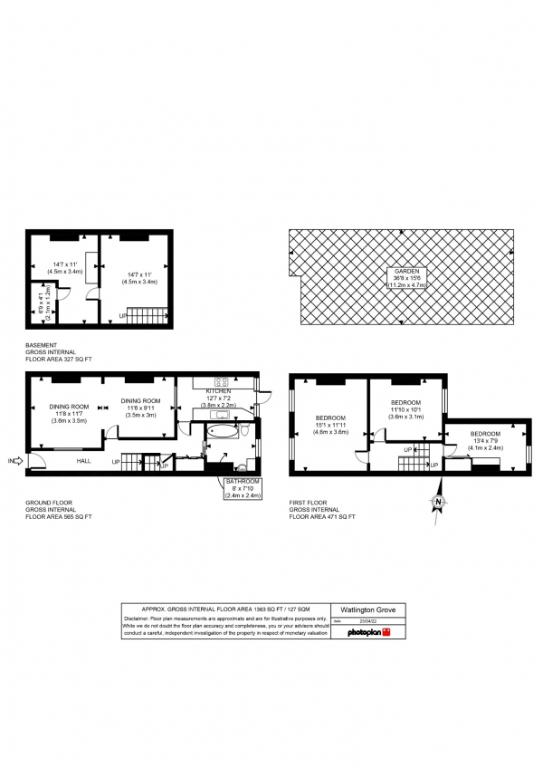 Floor Plan Image for 3 Bedroom Terraced House for Sale in Watlington Grove, Sydenham