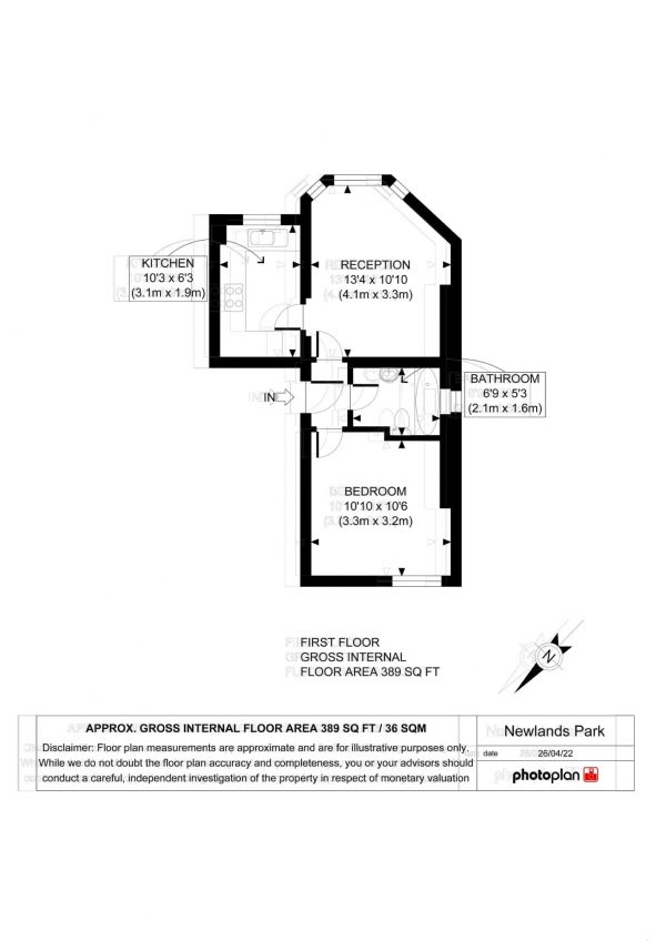 Floor Plan Image for 1 Bedroom Flat for Sale in Newlands Park, Sydenham