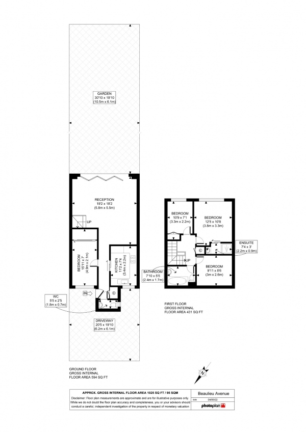 Floor Plan for 4 Bedroom Town House for Sale in Beaulieu Avenue, Sydenham, SE26, 6PW - Guide Price &pound675,000