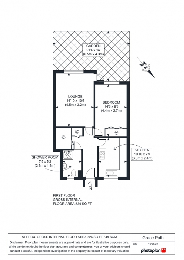 Floor Plan Image for 1 Bedroom Flat for Sale in Grace Path, Sydenham