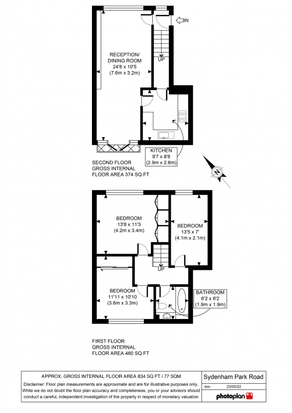 Floor Plan Image for 3 Bedroom Flat for Sale in Sydenham Park Road, London