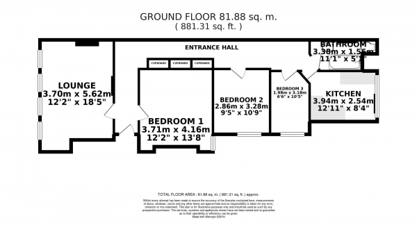 Floor Plan for 2 Bedroom Flat for Sale in Sydenham Road, SE26, 5EZ - Guide Price &pound250,000