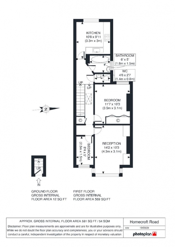 Floor Plan Image for 2 Bedroom Flat for Sale in Homecroft Road, Sydenham, London