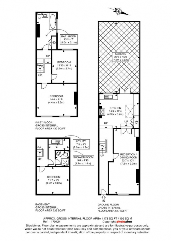 Floor Plan for 2 Bedroom Terraced House for Sale in Watlington Grove, Sydenham, SE26, 5RR - Offers in Excess of &pound650,000