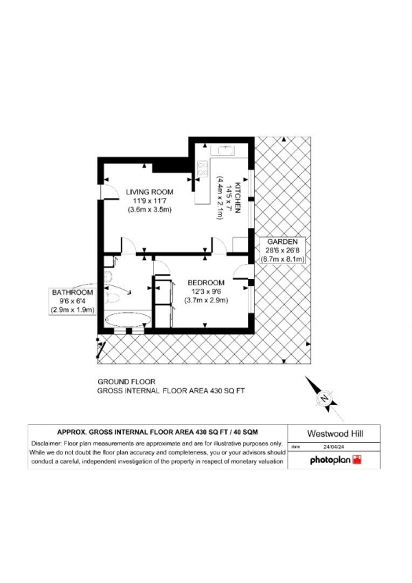 Floor Plan Image for 1 Bedroom Flat for Sale in Westwood Hill, Sydenham