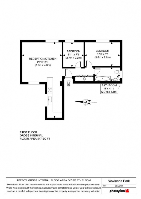 Floor Plan Image for 2 Bedroom Flat for Sale in Newlands Park, Sydenham