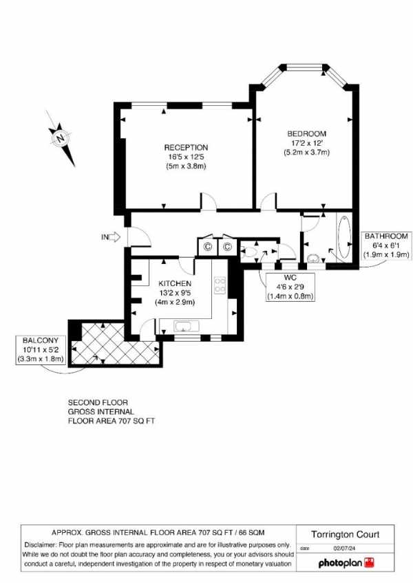 Floor Plan Image for 1 Bedroom Flat for Sale in Crystal Palace Park Road, Sydenham, London