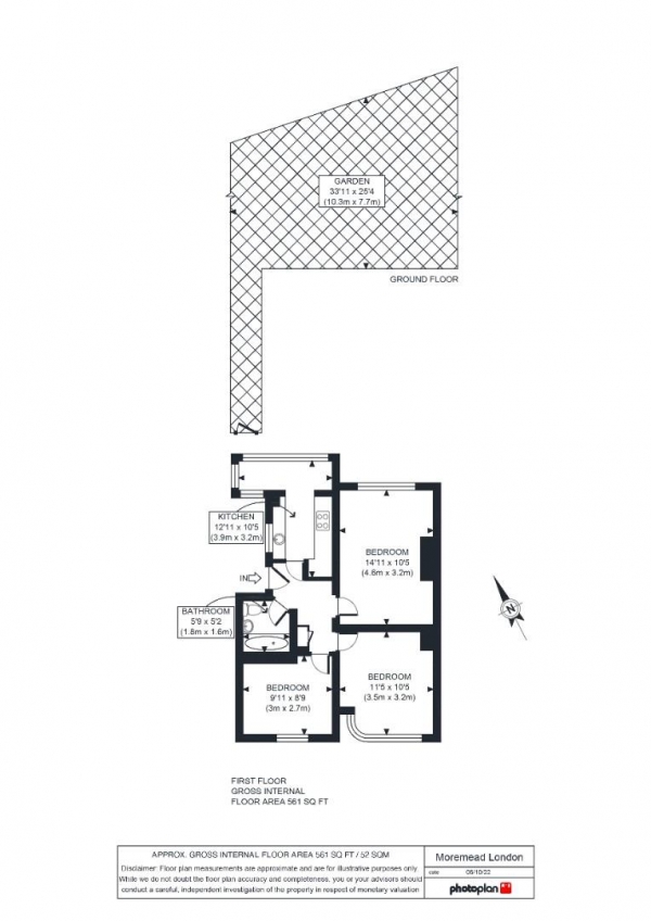 Floor Plan for 2 Bedroom Maisonette for Sale in Moremead Road, London, SE6, 3LU - Guide Price &pound300,000