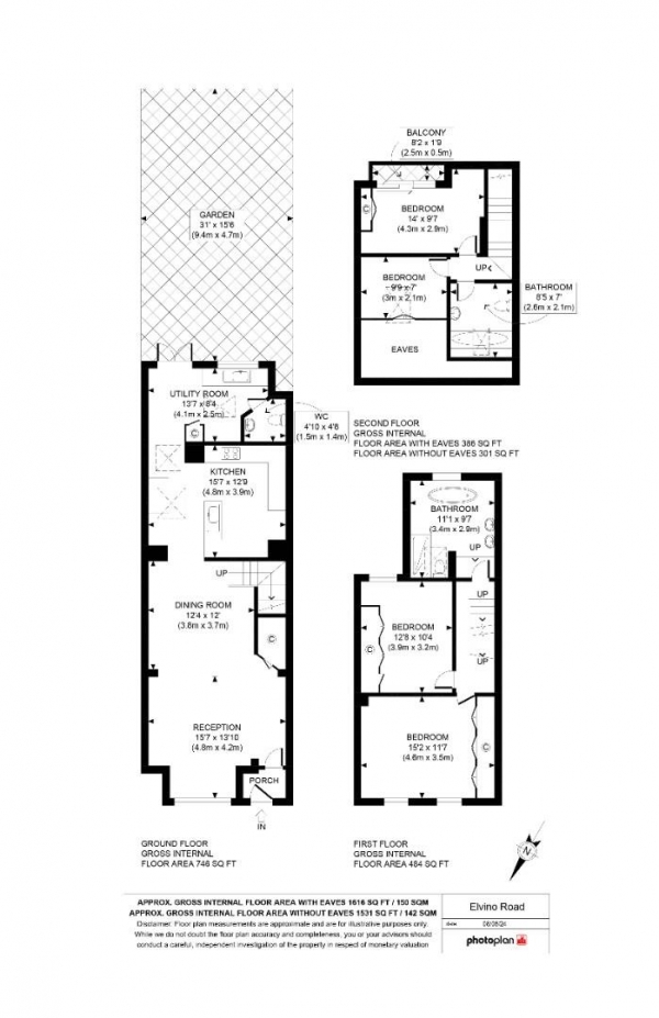 Floor Plan for 4 Bedroom Property for Sale in Elvino Road, Sydenham, SE26, 5LE - Guide Price &pound850,000