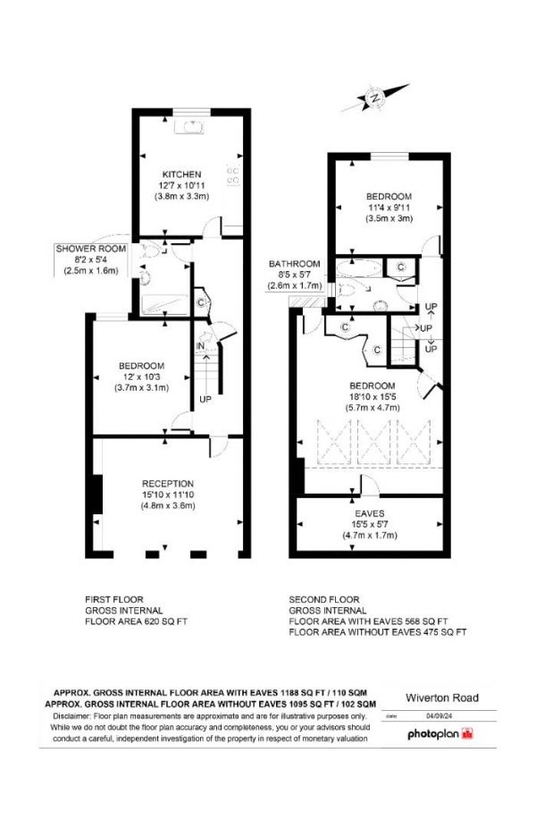 Floor Plan for 3 Bedroom Flat for Sale in Wiverton Road, Sydenham, SE26, 5JA - Guide Price &pound550,000