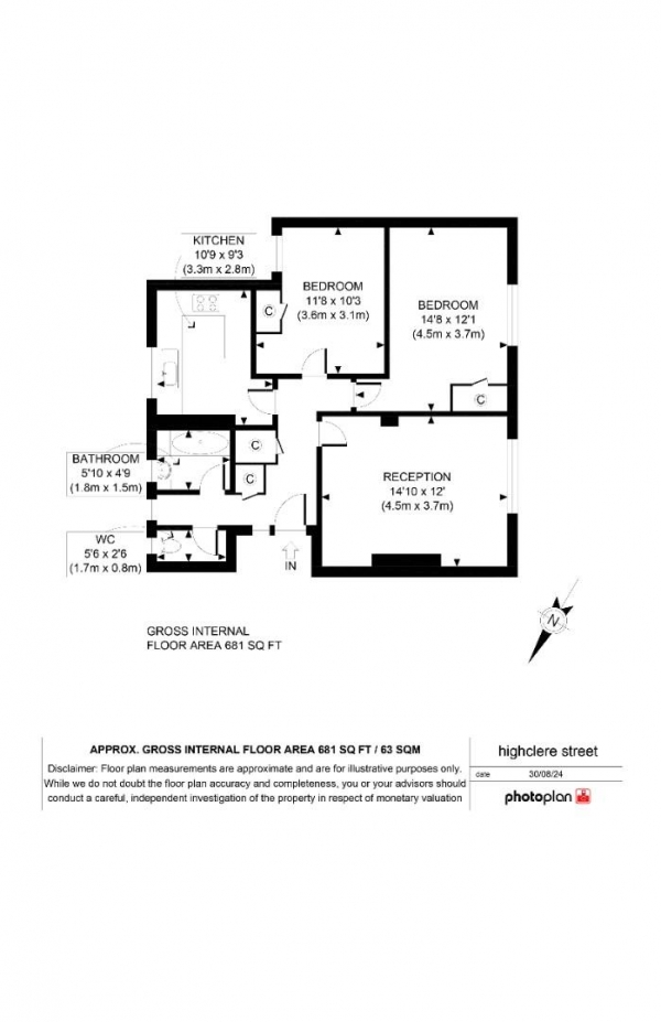 Floor Plan Image for 2 Bedroom Flat for Sale in Highclere Street, London