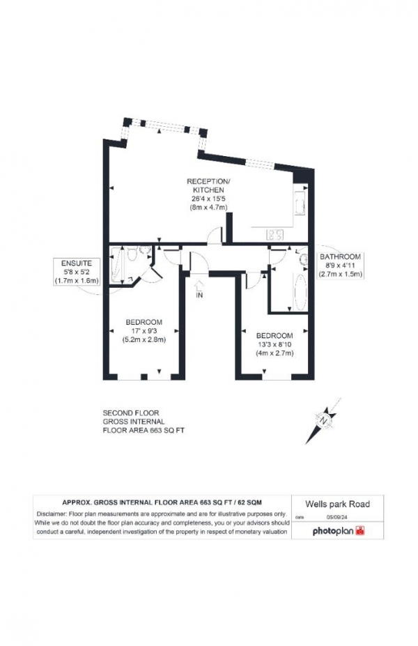 Floor Plan Image for 2 Bedroom Flat for Sale in Wells Park Road, Sydenham, London