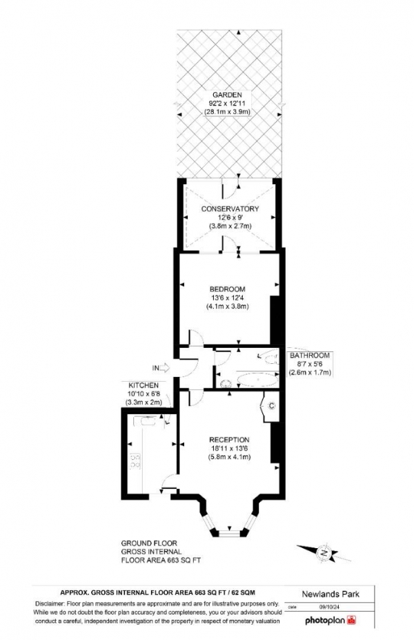 Floor Plan Image for 1 Bedroom Flat for Sale in Flat B, Newlands Park, London