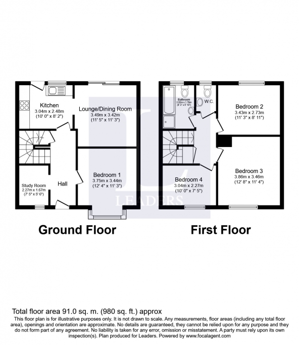 Floor Plan Image for 4 Bedroom Property to Rent in Kingsham Avenue, Chichester