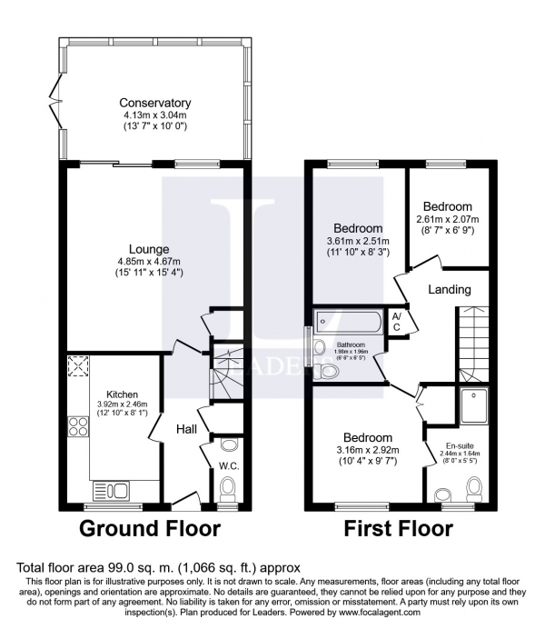 Floor Plan for 3 Bedroom Semi-Detached House to Rent in King George Gardens, Chichester, PO19, 6LB - £288 pw | £1250 pcm