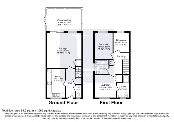 Floor Plan for 3 Bedroom Semi-Detached House to Rent in King George Gardens, Chichester, PO19, 6LB - £288 pw | £1250 pcm