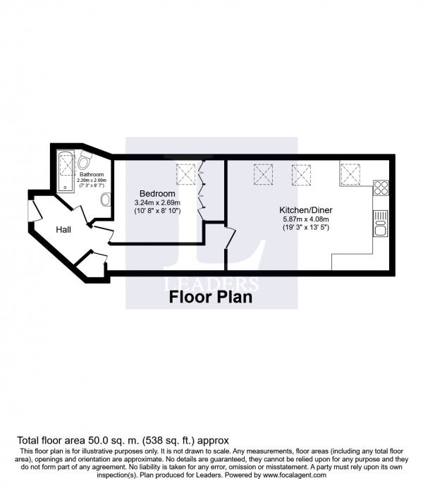 Floor Plan Image for 1 Bedroom Flat to Rent in William Cawley Mews, Broyle Road, Chichester