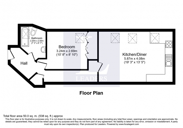 Floor Plan Image for 1 Bedroom Flat to Rent in William Cawley Mews, Broyle Road, Chichester