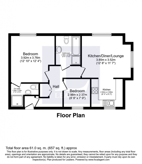 Floor Plan for 2 Bedroom Apartment to Rent in Baxendale Road, Chichester, PO19, 6UN - £202 pw | £875 pcm