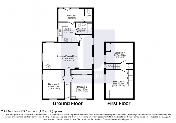 Floor Plan Image for 4 Bedroom Bungalow to Rent in Southover Way, Chichester