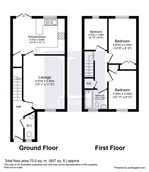 Floor Plan Image for 3 Bedroom End of Terrace House to Rent in Shalbourne Crescent, Bracklesham Bay, Chichester