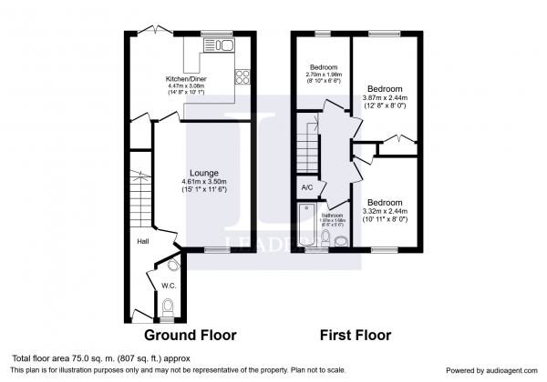 Floor Plan Image for 3 Bedroom End of Terrace House to Rent in Shalbourne Crescent, Bracklesham Bay, Chichester