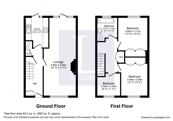 Floor Plan for 3 Bedroom Terraced House to Rent in Poplar Way, Midhurst, GU29, 9TA - £242 pw | £1050 pcm