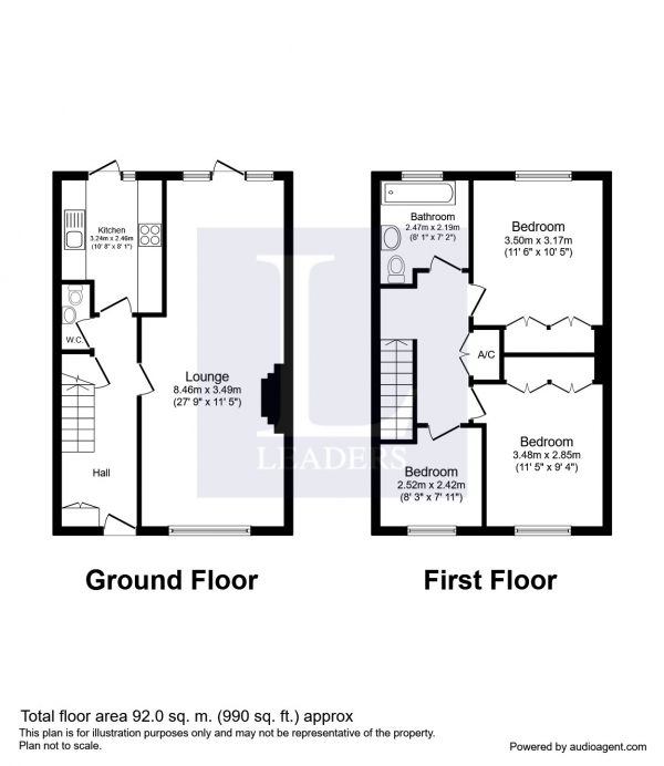 Floor Plan for 3 Bedroom Terraced House to Rent in Poplar Way, Midhurst, GU29, 9TA - £242 pw | £1050 pcm