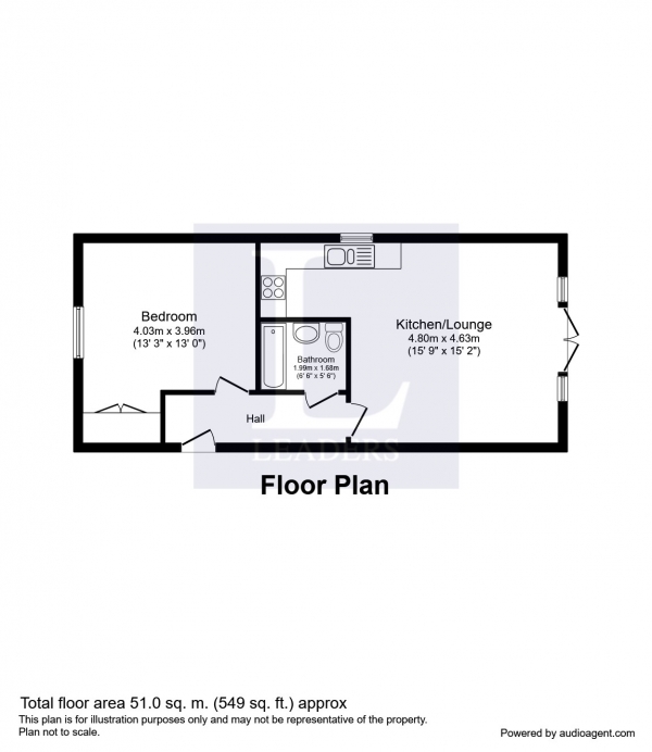 Floor Plan Image for 1 Bedroom Flat to Rent in Whyke Lane, Chichester
