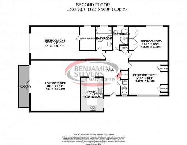 Floor Plan Image for 3 Bedroom Flat for Sale in Windermere Hall, Stonegrove, Edgware