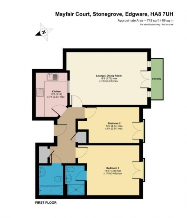 Floor Plan Image for 2 Bedroom Flat for Sale in Mayfair Court, 76 Stonegrove, Edgware