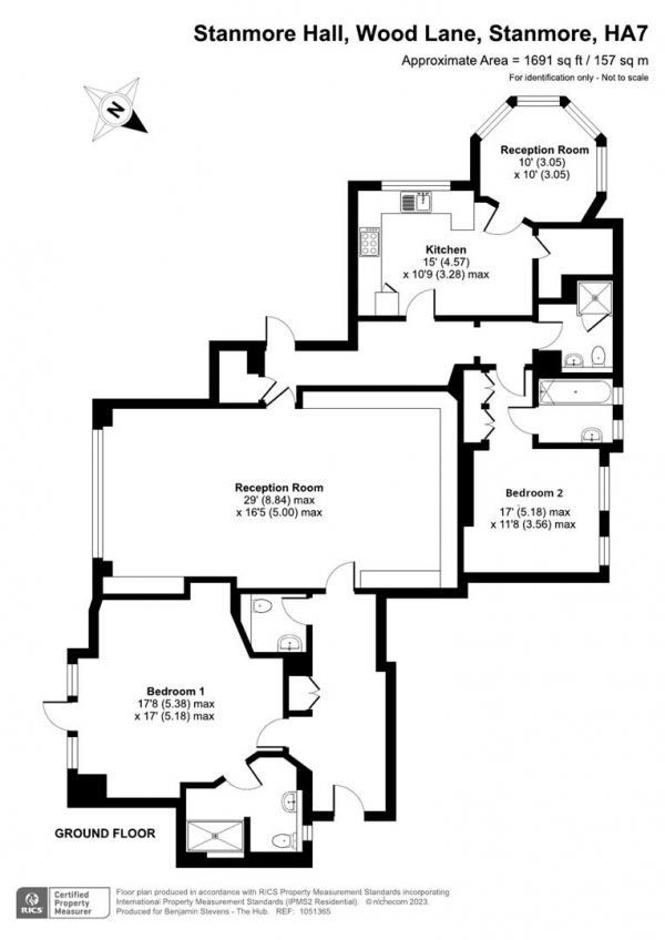 Floor Plan Image for 2 Bedroom Flat for Sale in Wood Lane, Stanmore