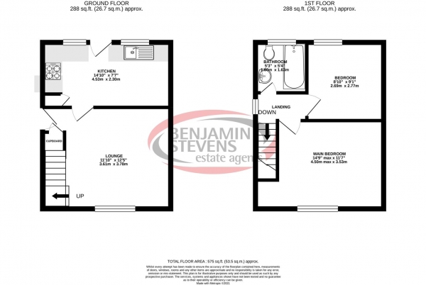 Floor Plan for 2 Bedroom End of Terrace House for Sale in Barnfield Road, Edgware, HA8, 0AY - Offers in Excess of &pound450,000