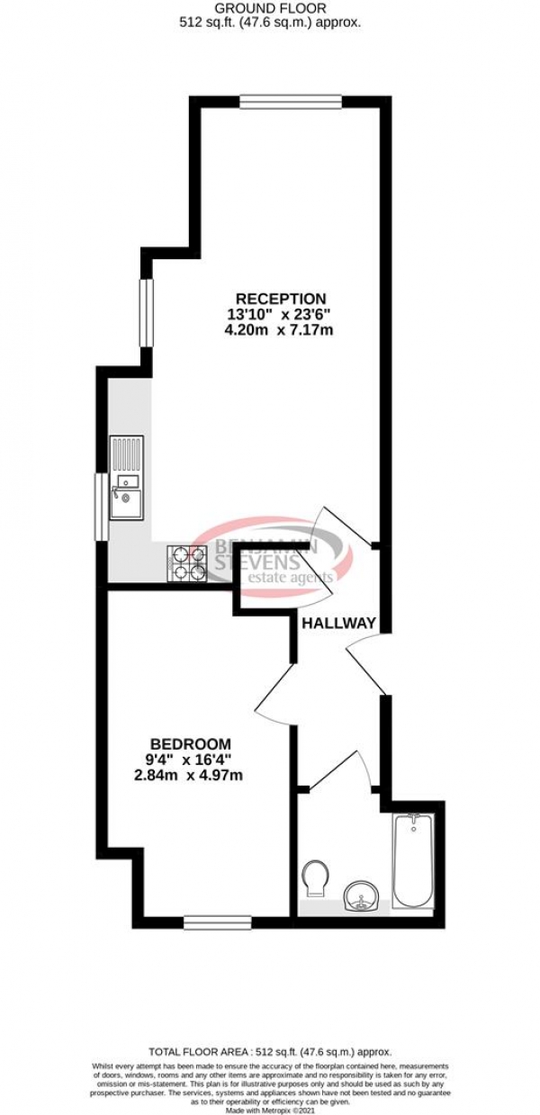 Floor Plan Image for 1 Bedroom Flat for Sale in Camrose Avenue, Edgware