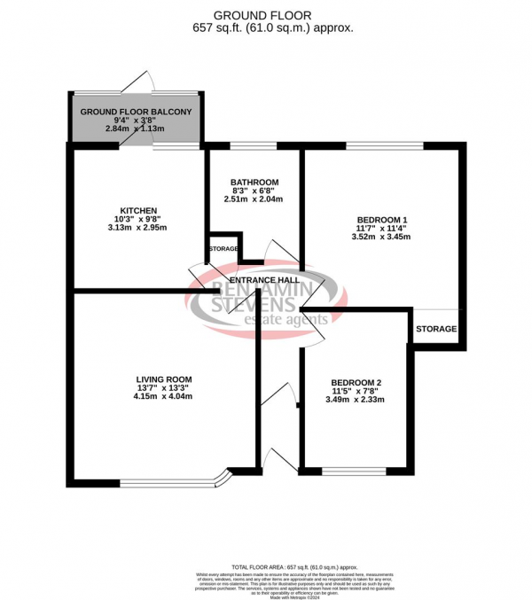 Floor Plan Image for 2 Bedroom Apartment for Sale in Stonegrove, Edgware