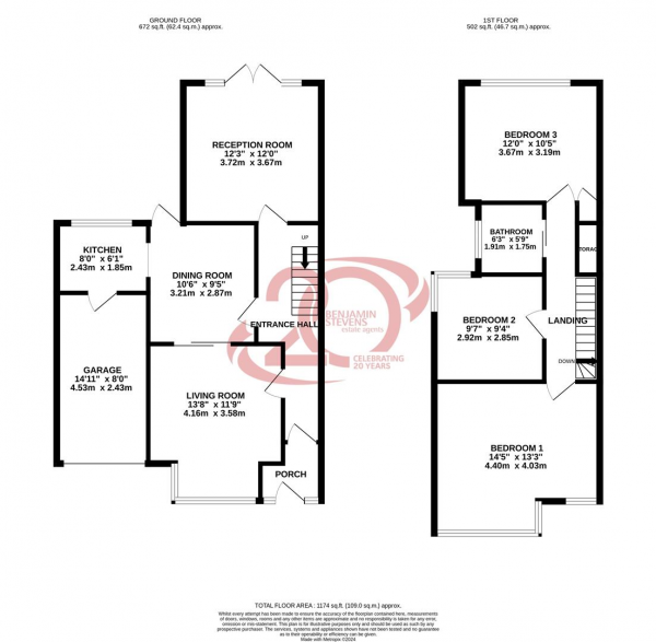 Floor Plan Image for 3 Bedroom Property for Sale in Kenmore Gardens, Edgware