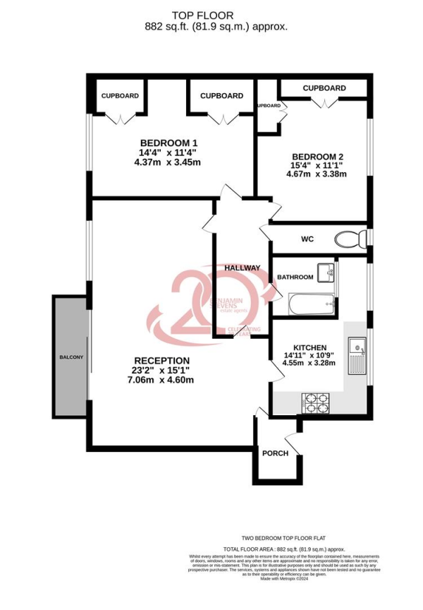 Floor Plan Image for 2 Bedroom Flat for Sale in Stonegrove, Edgware