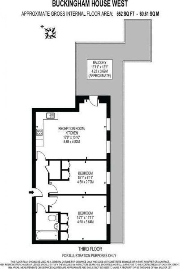 Floor Plan Image for 2 Bedroom Property to Rent in Buckingham House West, The Broadway, Stanmore