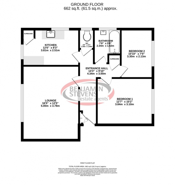 Floor Plan Image for 2 Bedroom Flat to Rent in Murray House Sylvan Avenue, London