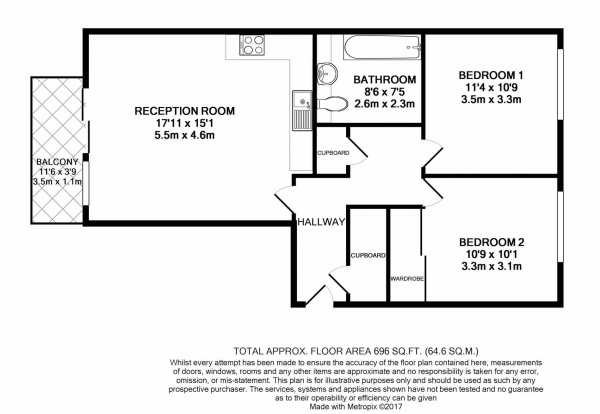 Floor Plan Image for 2 Bedroom Flat for Sale in Zodiac Close, Edgware